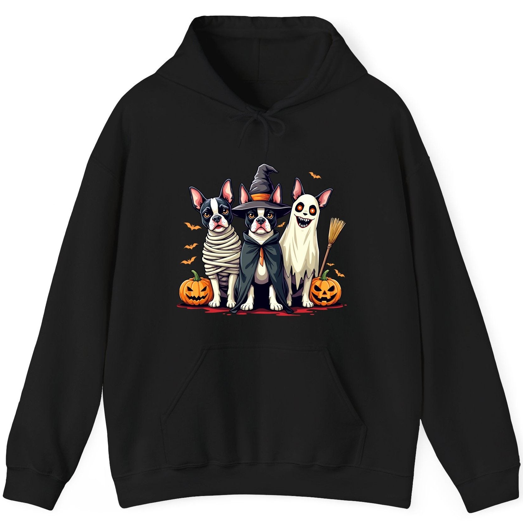 Halloween Boston Terrier Trio boston terrier Hoodie Black product mockup