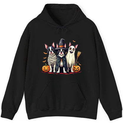 Halloween Boston Terrier Trio boston terrier Hoodie Black product mockup