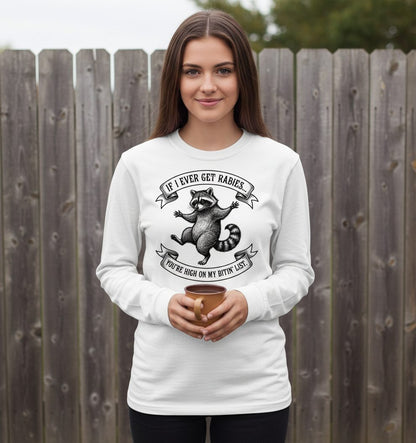 Subtle Raccoon Sketch raccoon Long Sleeve Tee White lifestyle mockup