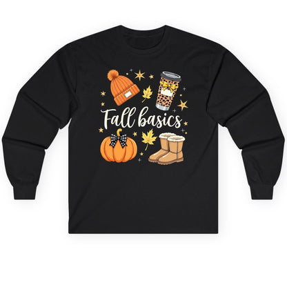 Fall Basics autumn essentials Long Sleeve Tee Black product mockup