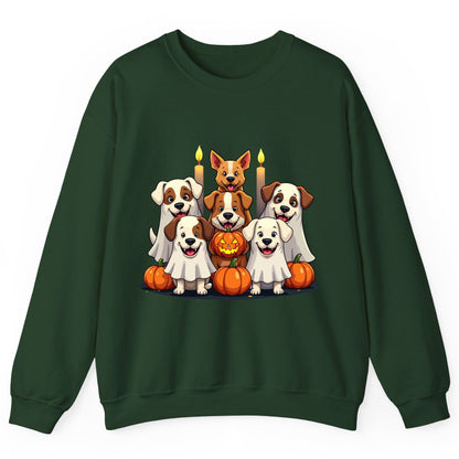 Cute Ghost Dogs Halloween Halloween dogs Sweatshirt Forest Green product mockup