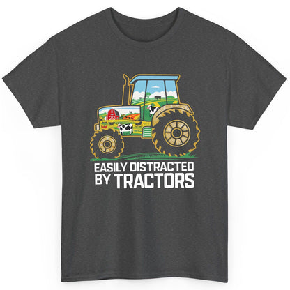 Easily Distracted by Tractors farming T-Shirt Dark Heather product mockup
