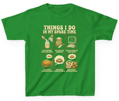 Things I Do in My Spare Time sourdough bread baking Youth T-Shirt Irish Green product mockup