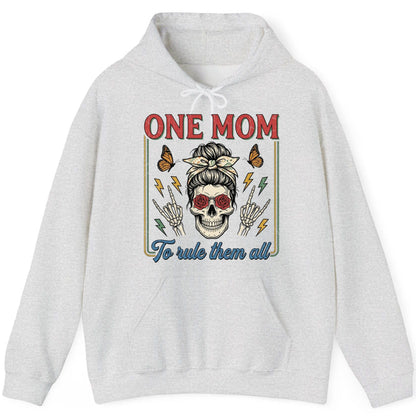 ONE MOM to Rule Them All Funny Skull Hoodie - product mockup - Ash