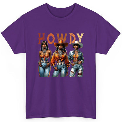 Howdy black cowgirls T-Shirt Purple product mockup