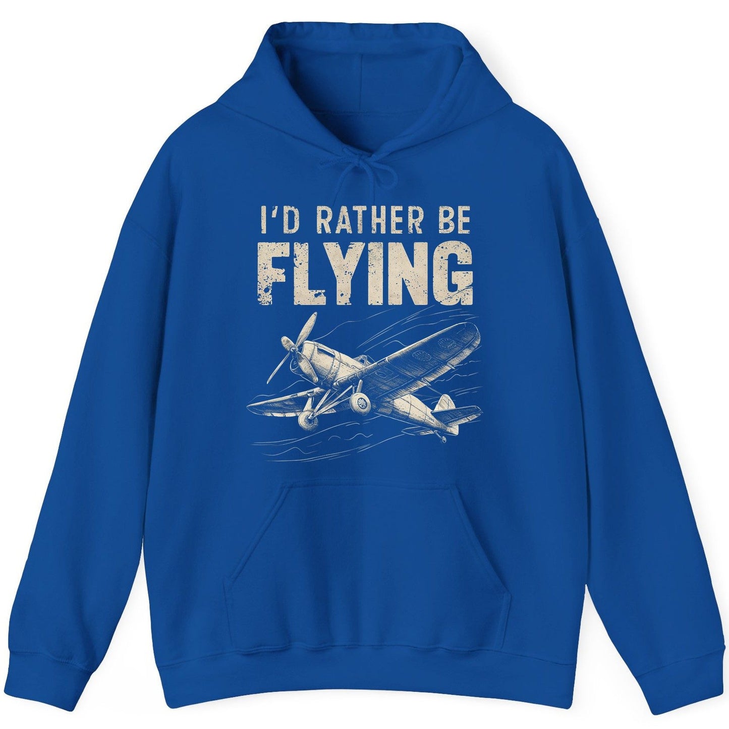 I'd Rather Be Flying vintage propeller plane Hoodie Royal product mockup