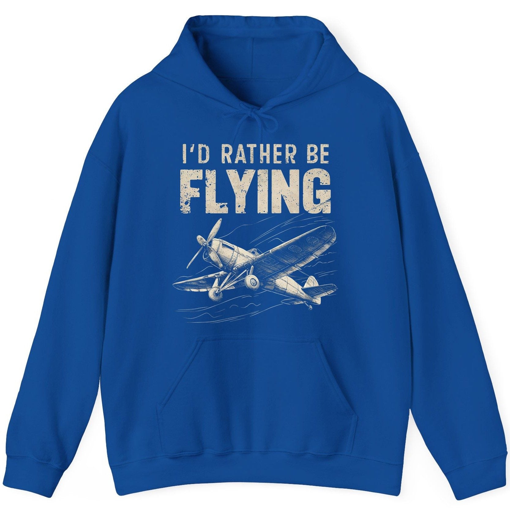 I'd Rather Be Flying vintage propeller plane Hoodie Royal product mockup
