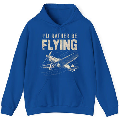 I'd Rather Be Flying vintage propeller plane Hoodie Royal product mockup