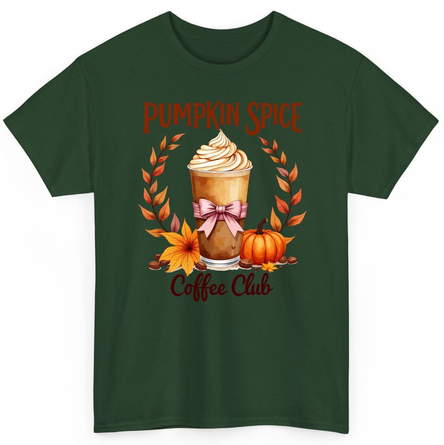Pumpkin Spice Coffee Club pumpkin spice latte T-Shirt Forest Green product mockup
