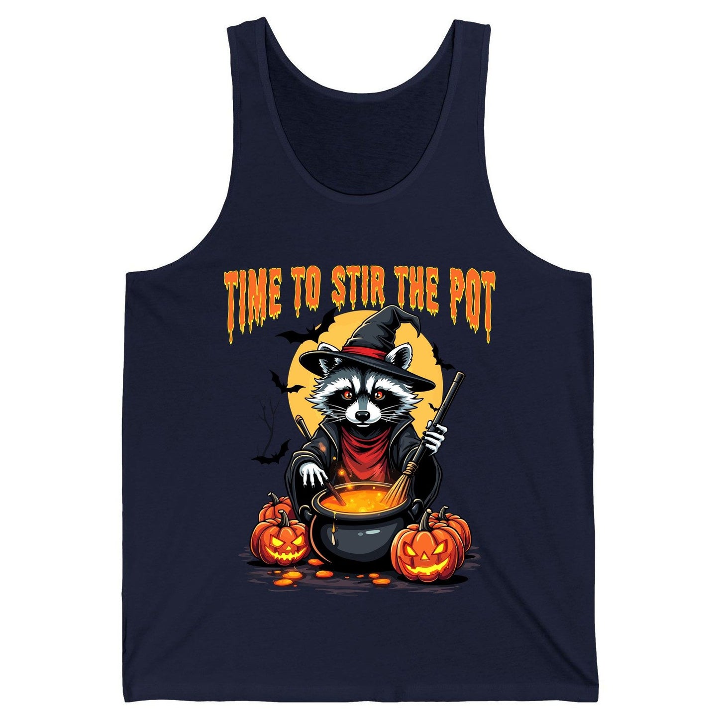 Time to Stir the Pot Halloween raccoon Tank Top Navy product mockup