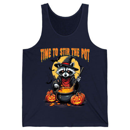 Time to Stir the Pot Halloween raccoon Tank Top Navy product mockup