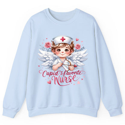 Cupid's Favorite Nurse cupid nurse Sweatshirt Light Blue product mockup