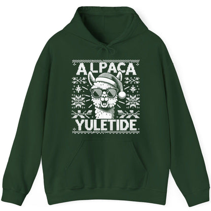 ALPACA Yuletide Funny Lovers Hoodie - product mockup - Forest Green