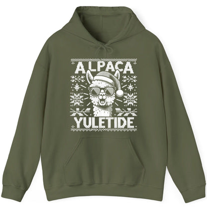 ALPACA Yuletide Funny Lovers Hoodie - product mockup - Military Green