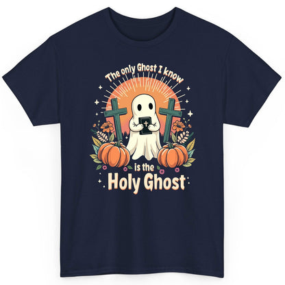 The Only Ghost I Know Is the Holy Ghost christian Halloween T-Shirt Navy product mockup