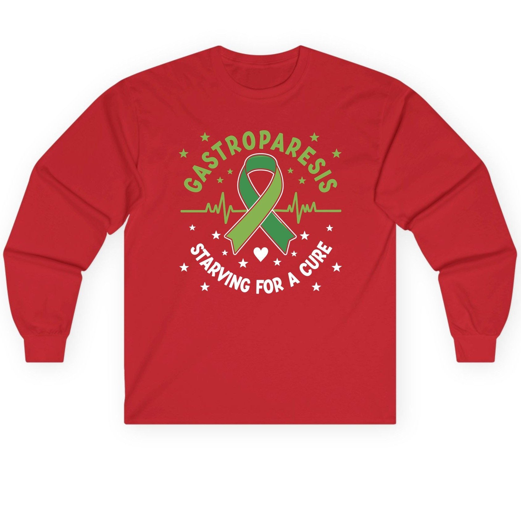 Gastroparesis Starving for a Cure gastroparesis awareness Long Sleeve Tee Red product mockup