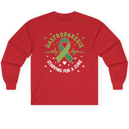 Gastroparesis Starving for a Cure gastroparesis awareness Long Sleeve Tee Red product mockup