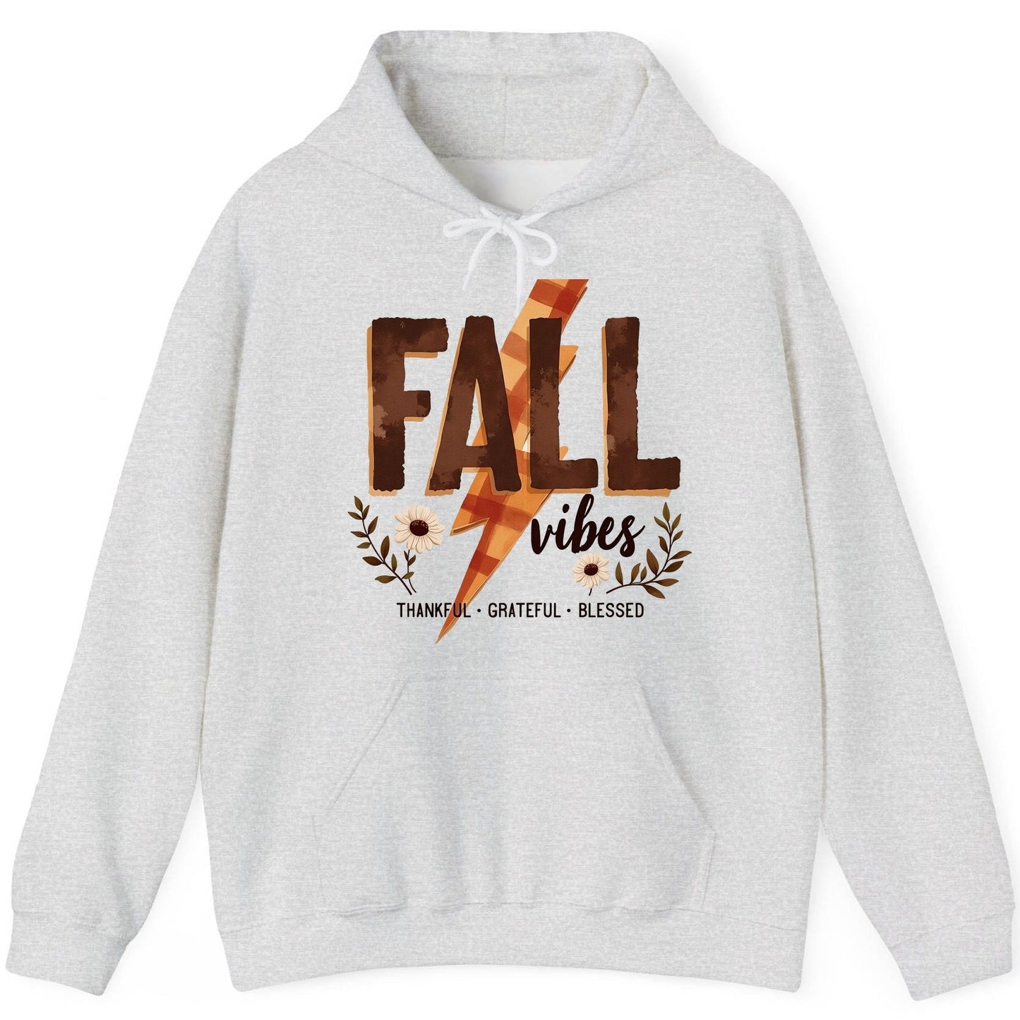 Fall Vibes Thankful Grateful Blessed autumn Hoodie Ash product mockup