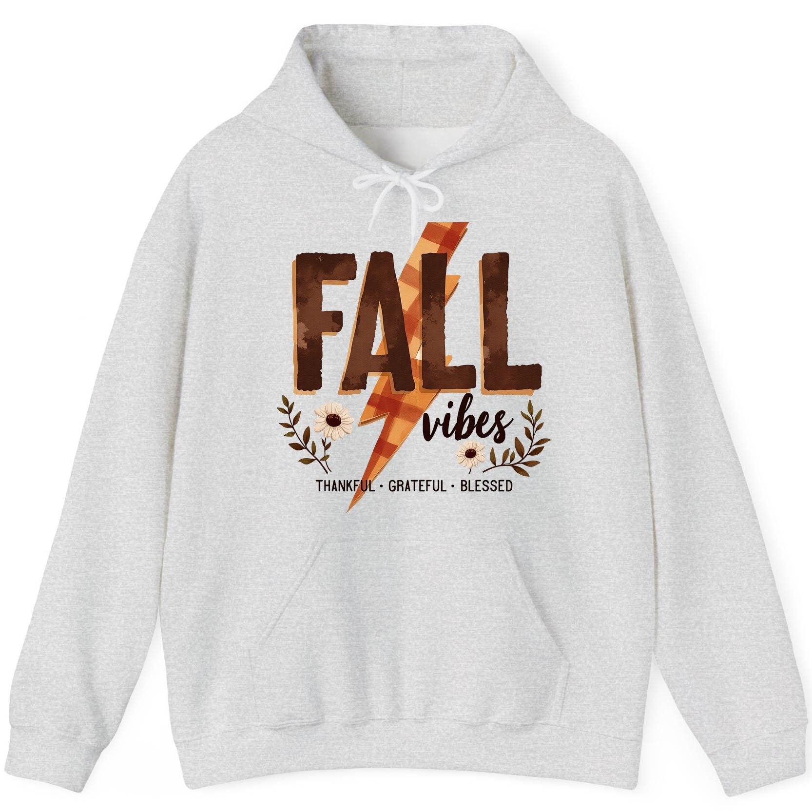 Fall Vibes Thankful Grateful Blessed autumn Hoodie Ash product mockup
