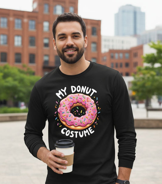 My Donut Costume donut Long Sleeve Tee Black lifestyle mockup
