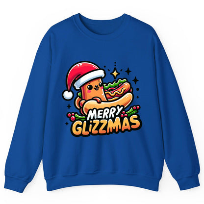 Merry Glizzmas hot dog Sweatshirt Royal product mockup