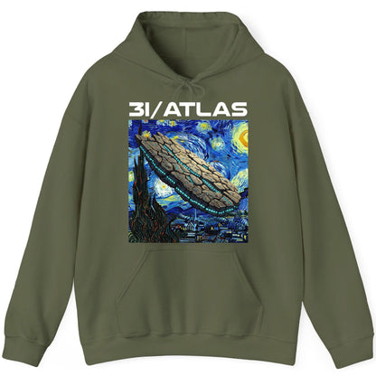31 Atlas van gogh sci-fi mashup Hoodie Military Green product mockup