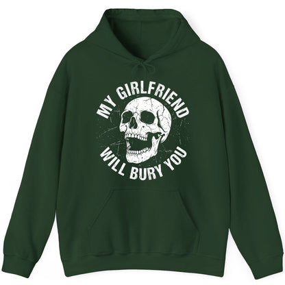 My Girlfriend Will Bury You skull Hoodie Forest Green product mockup