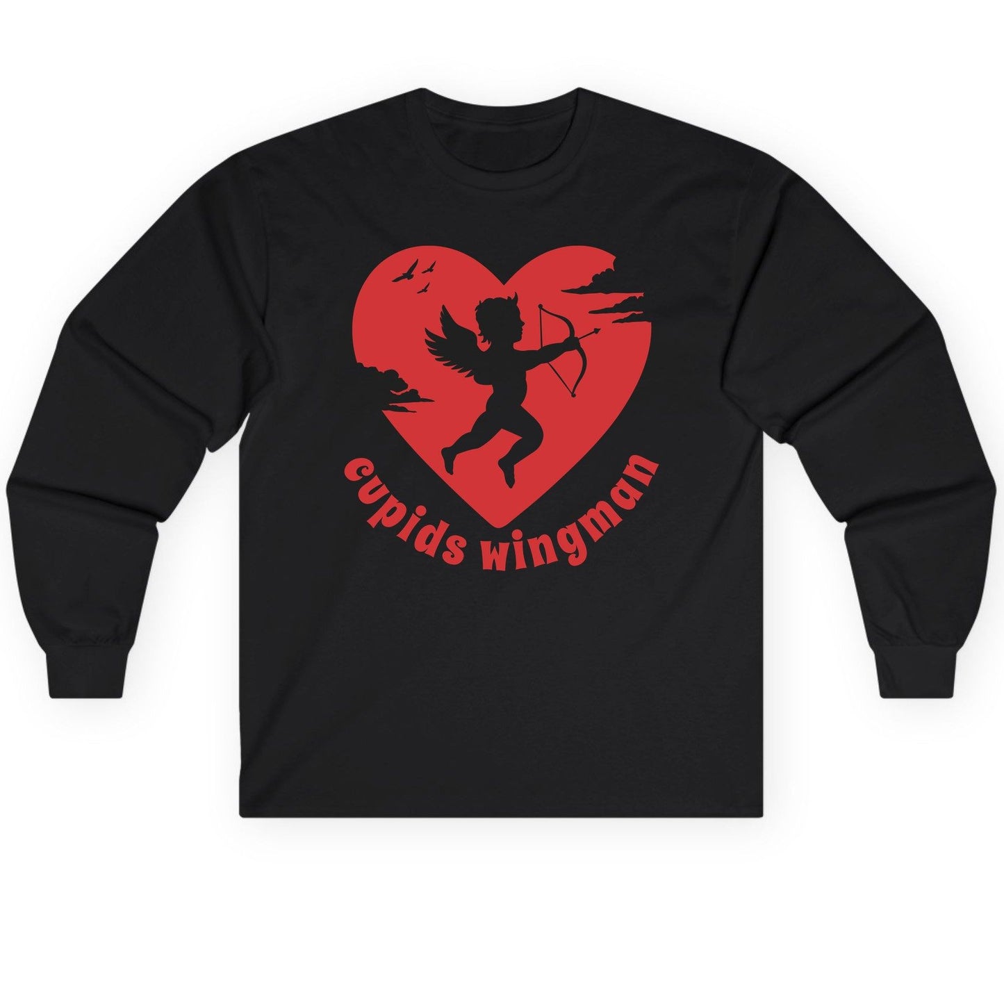 Cupids Wingman cupid Long Sleeve Tee Black product mockup