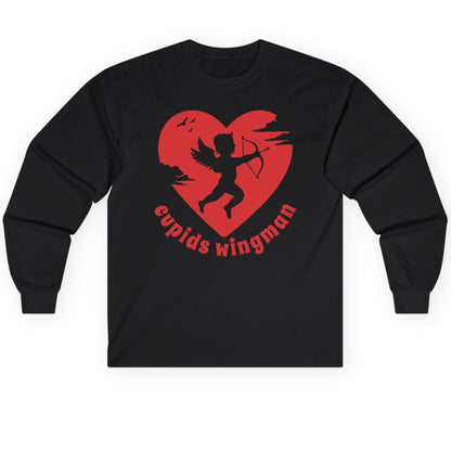 Cupids Wingman cupid Long Sleeve Tee Black product mockup