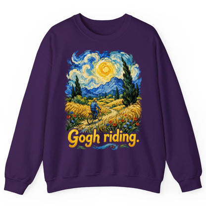 Gogh Riding van gogh art parody Sweatshirt Purple product mockup