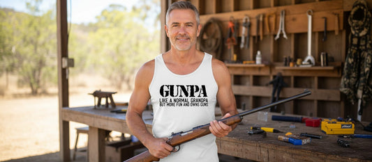 Gunpa Like a Normal Grandpa but More Fun and Owns Guns gun owning grandpa Tank Top White lifestyle mockup