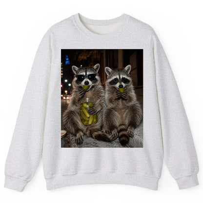 Raccoons Eating Pickles Funny Animal Lovers Sweatshirt - product mockup - Ash