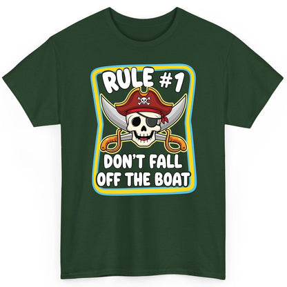 Rule 1 Don't Fall Off the Boat pirate T-Shirt Forest Green product mockup