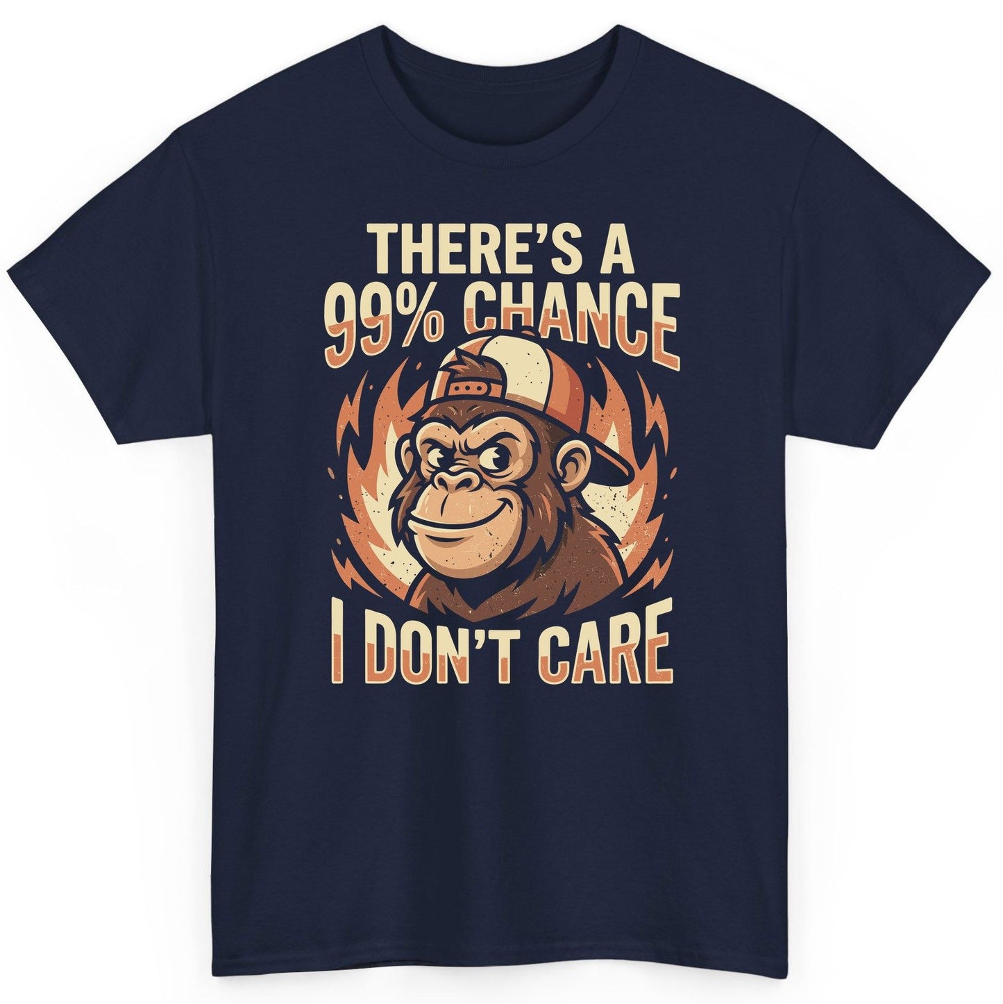 There's a 99% Chance I Don't Care monkey T-Shirt Navy product mockup