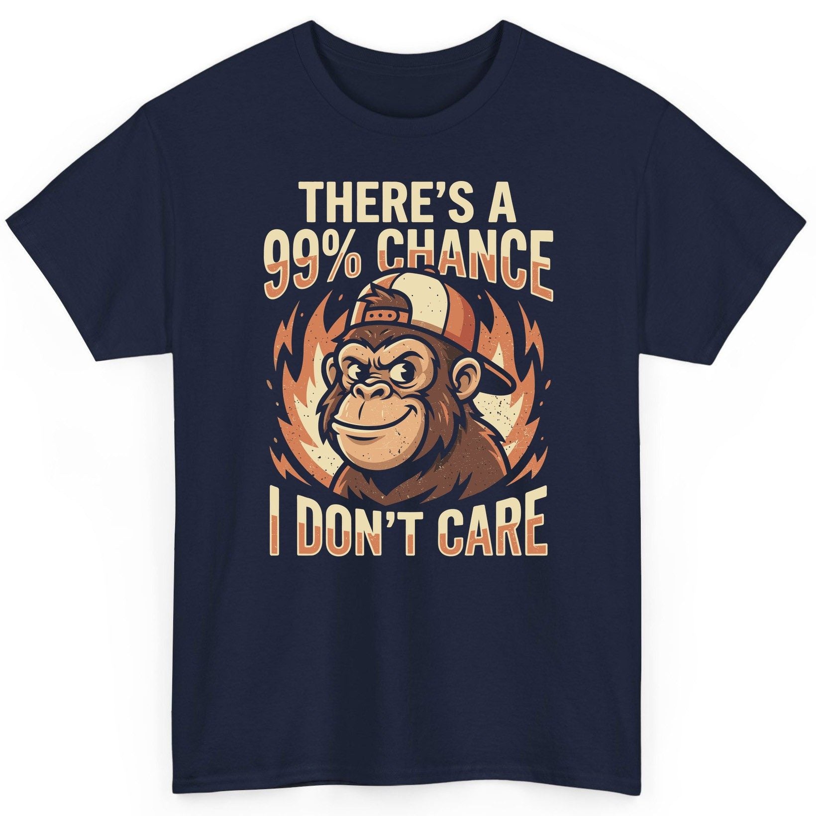 There's a 99% Chance I Don't Care monkey T-Shirt Navy product mockup