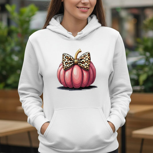 Pink Leopard Pumpkin pink pumpkin Hoodie White lifestyle mockup