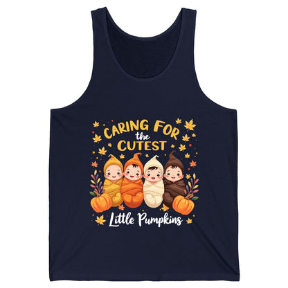 Caring for the Cutest Little Pumpkins swaddled babies Tank Top Navy product mockup