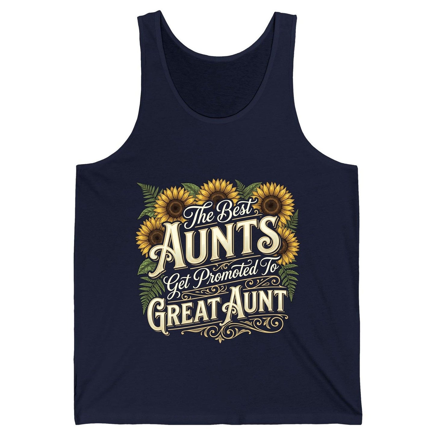 The Best AUNTS Get Promoted to GREAT AUNT Retro Tank Top - product mockup - Navy