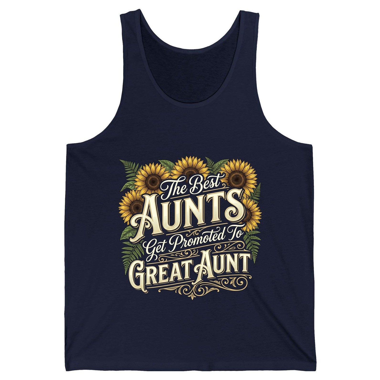 The Best AUNTS Get Promoted to GREAT AUNT Retro Tank Top - product mockup - Navy
