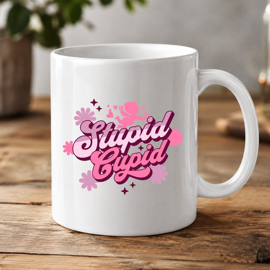 Stupid Cupid anti-Valentine's Day White Mug White product mockup