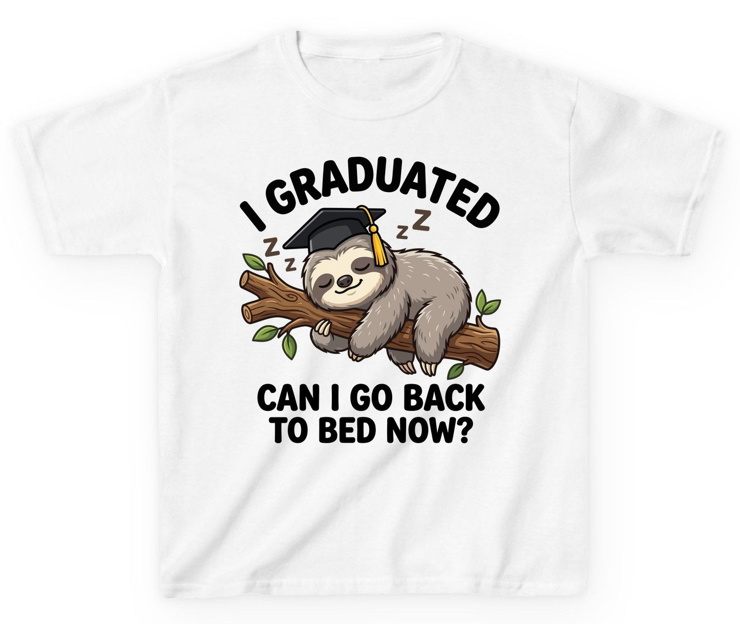 I Graduated Funny Sloth Youth T-Shirt - product mockup - White