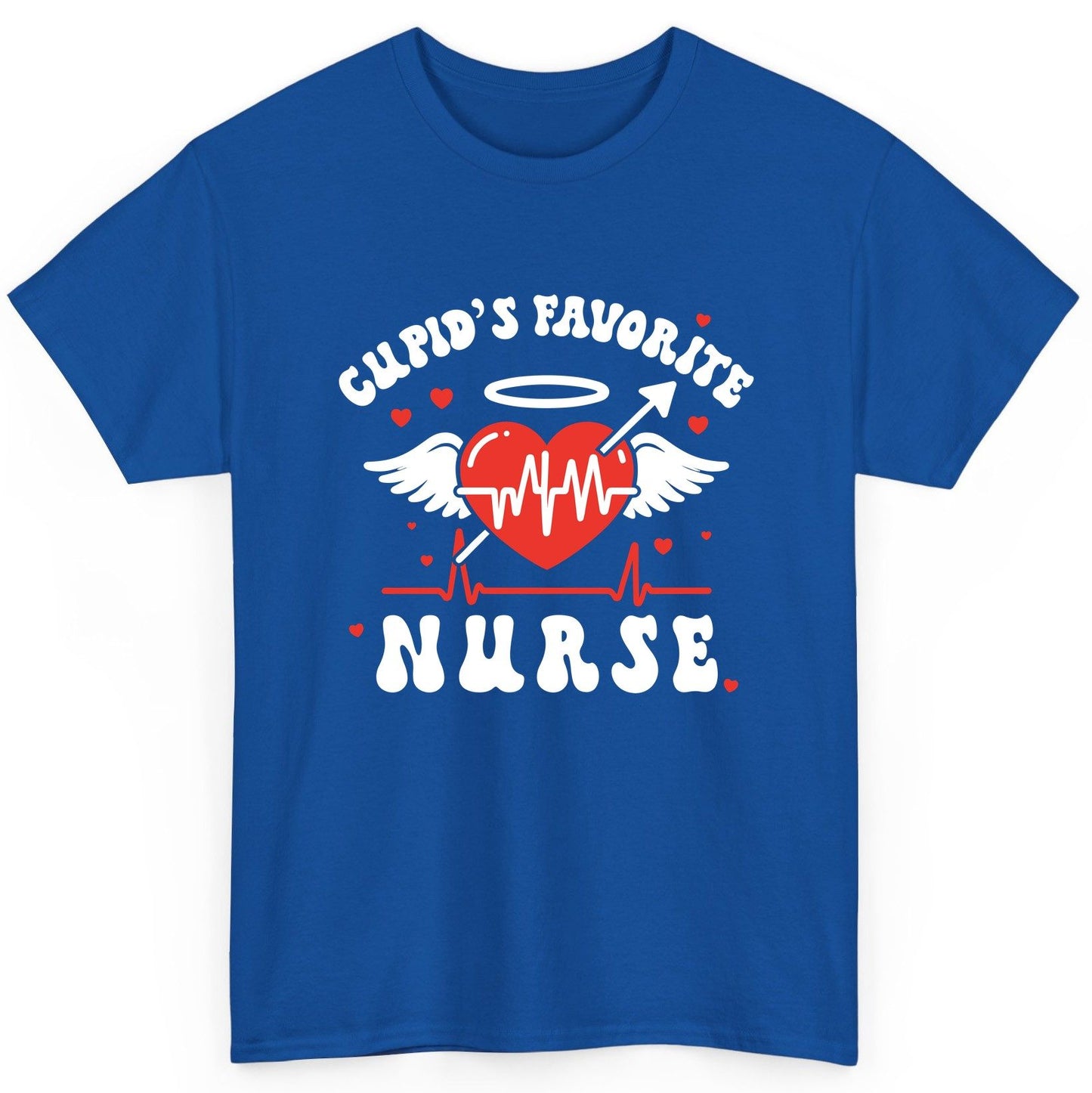 Cupid's Favorite Nurse nursing T-Shirt Royal product mockup