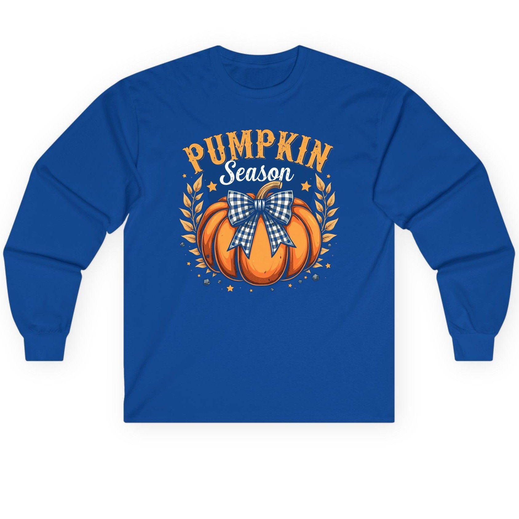 Pumpkin Season fall Long Sleeve Tee Royal product mockup