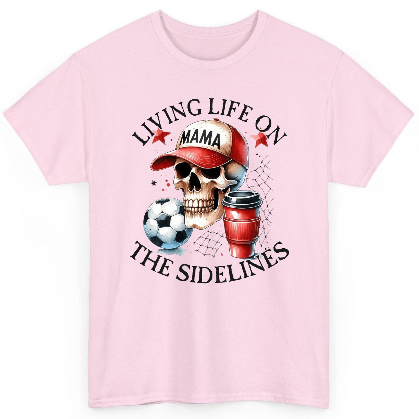 Living Life on the Sidelines soccer mom T-Shirt Light Pink product mockup