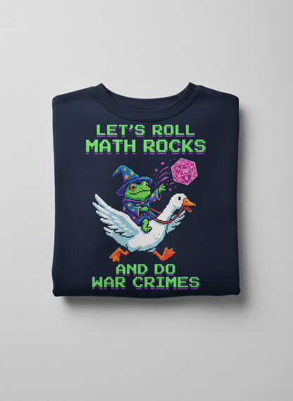 Let's Roll Math Rocks Frog Wizard Pixel Art TTRPG Design Sweatshirt - Navy