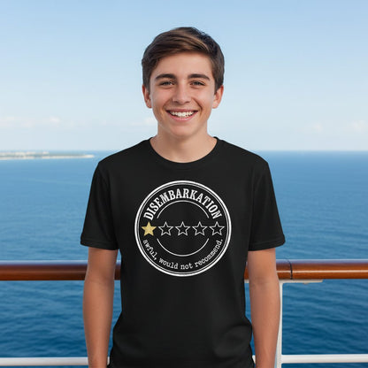 Disembarkation Awful, Would Not Recommend cruise disembarkation Youth T-Shirt Black lifestyle mockup