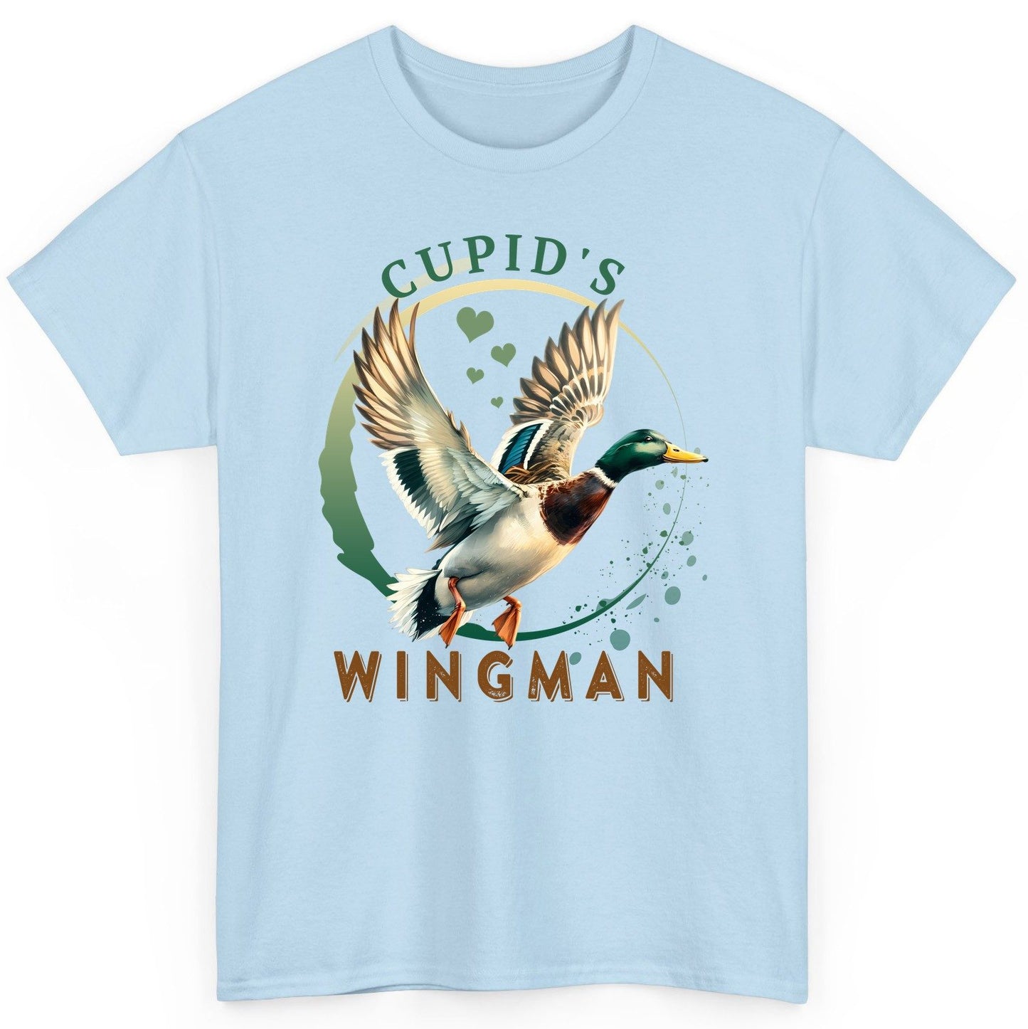 Cupid's Wingman mallard duck T-Shirt Light Blue product mockup