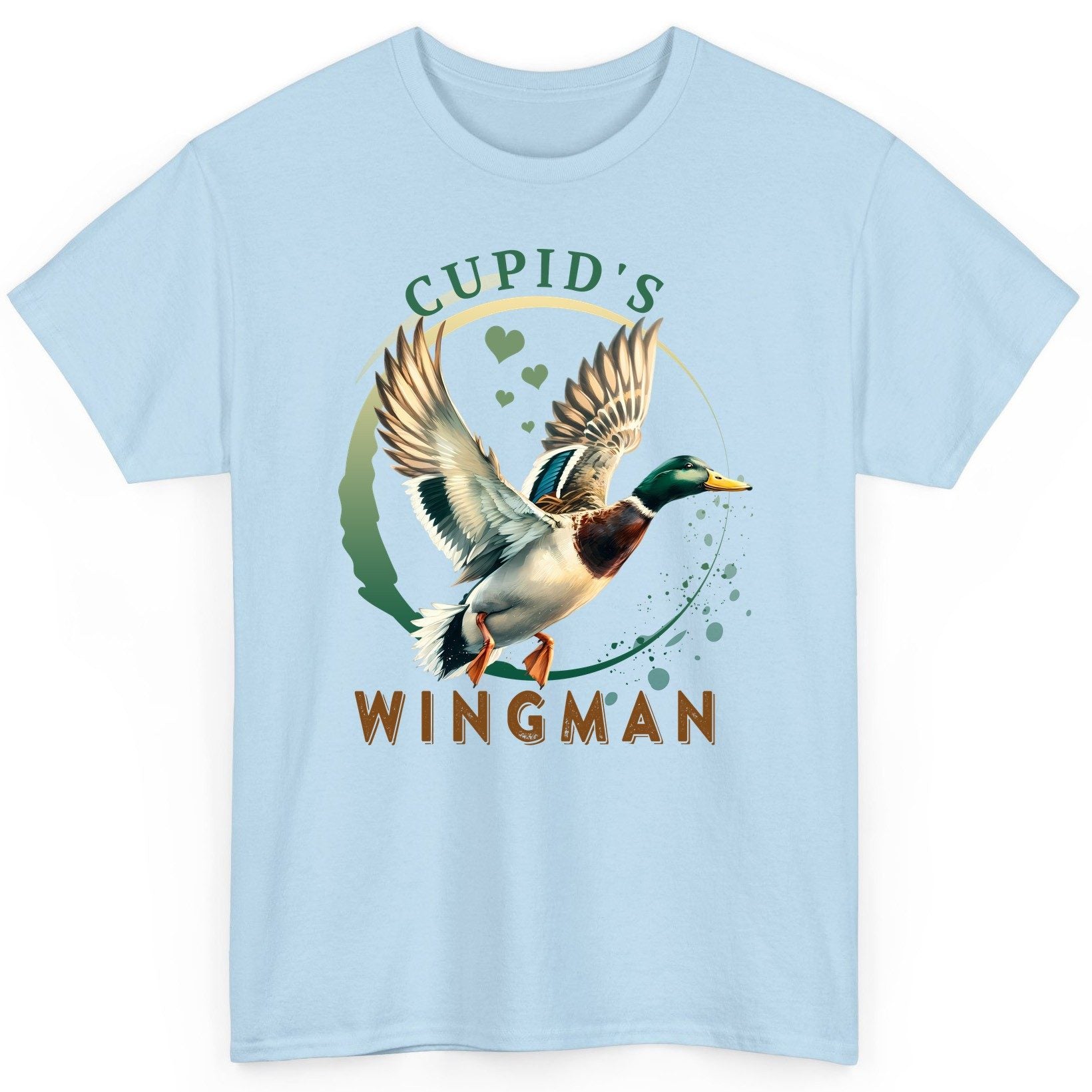 Cupid's Wingman mallard duck T-Shirt Light Blue product mockup