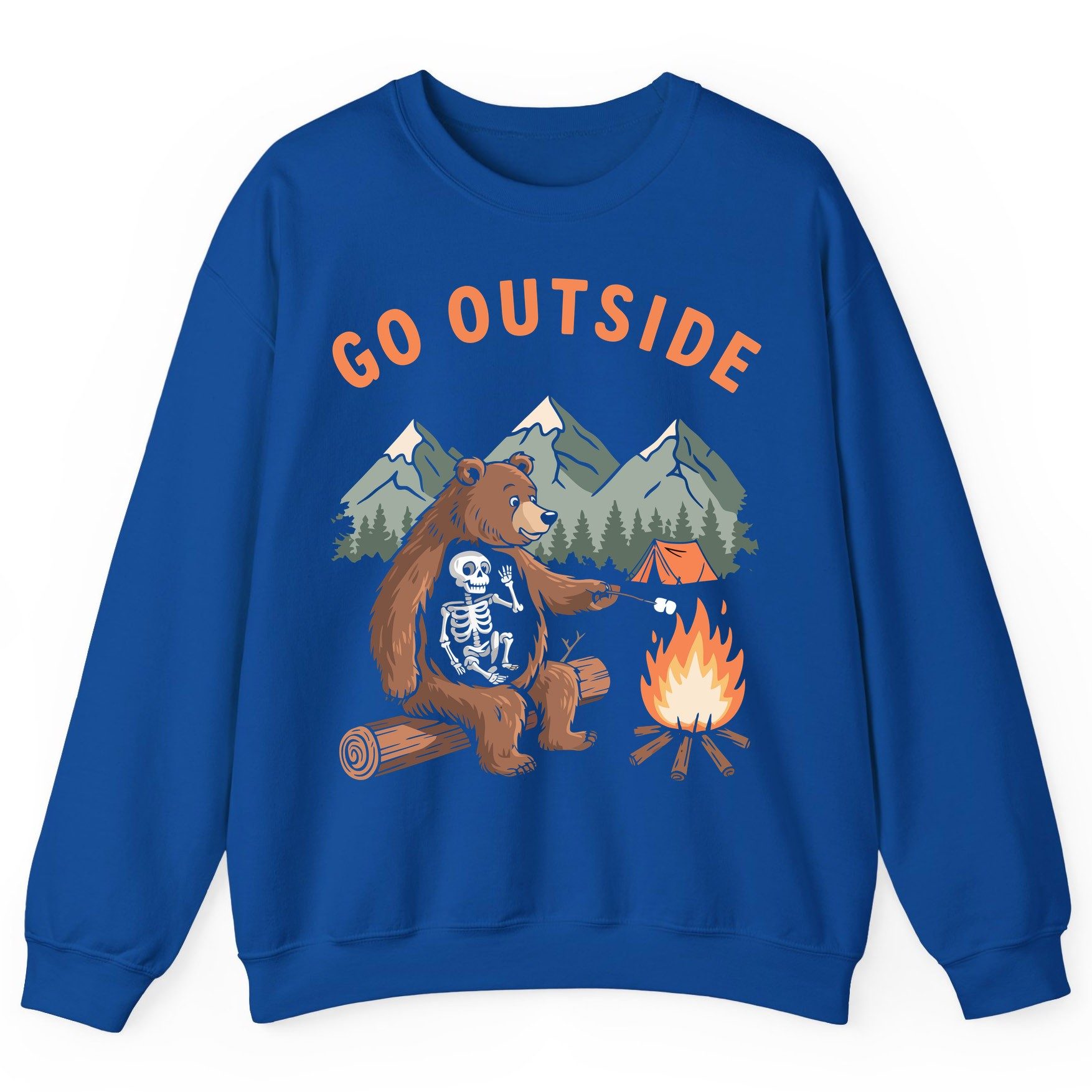 Go Outside funny bear Sweatshirt Royal product mockup