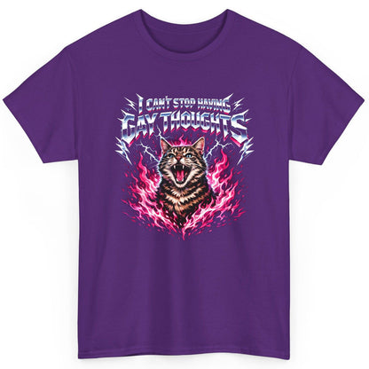 I Can't Stop Having Gay Thoughts cat T-Shirt Purple product mockup